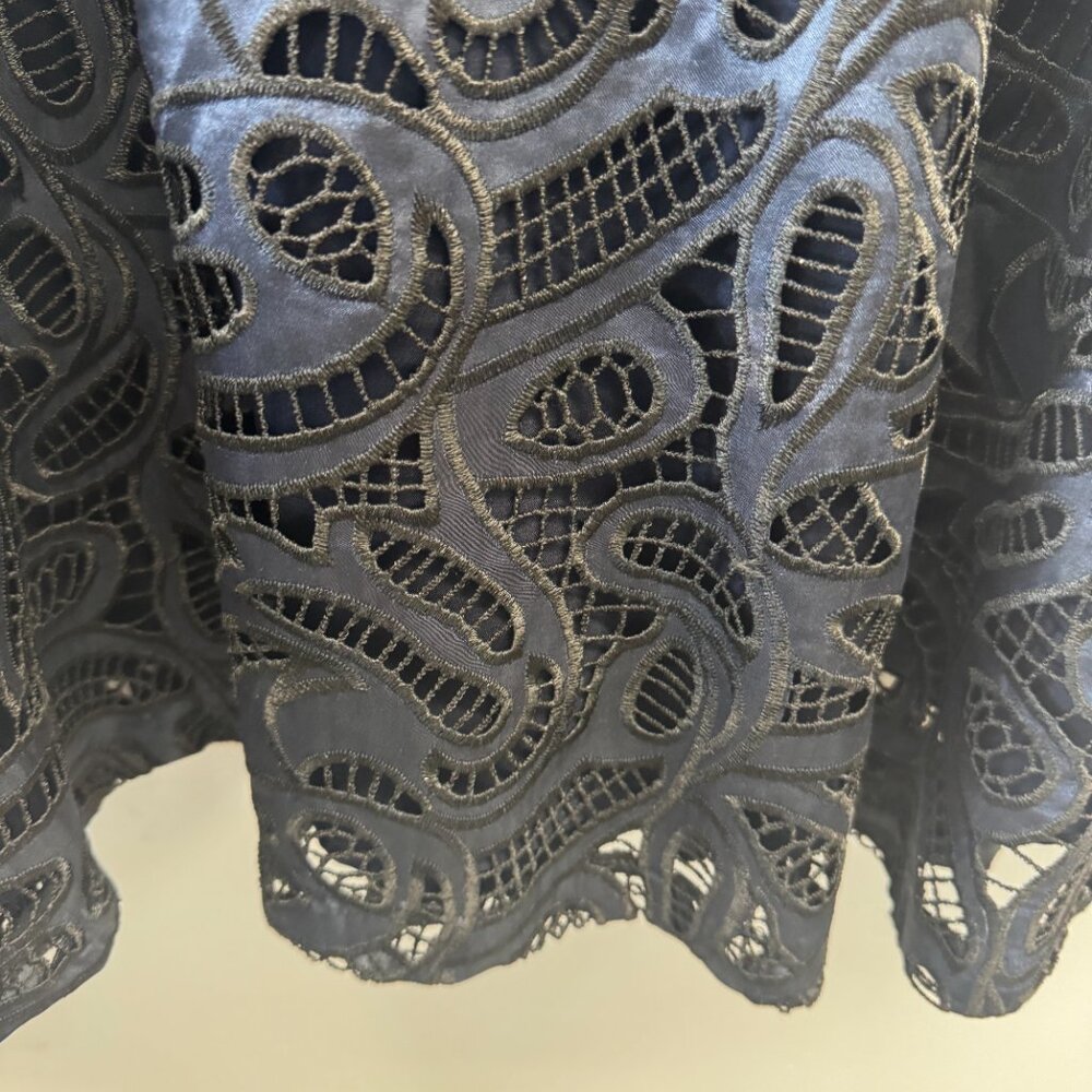 Antonio Melani Liva Black & Blue Lace Embroidered Fit & Flare Dress - Size 12 - Picture 10 of 16